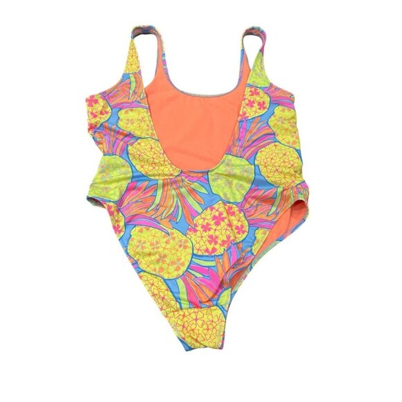 Chubbies Pinas Bathing Suit Neon Yellow Pineapple Print XLarge One Piece - Picture 5 of 8